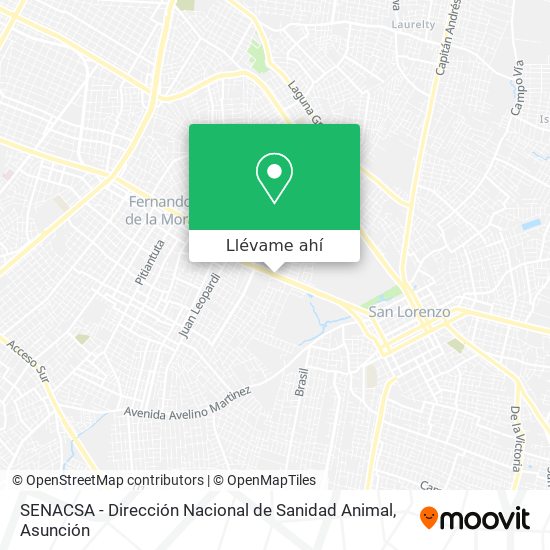 Mapa de SENACSA - Dirección Nacional de Sanidad Animal