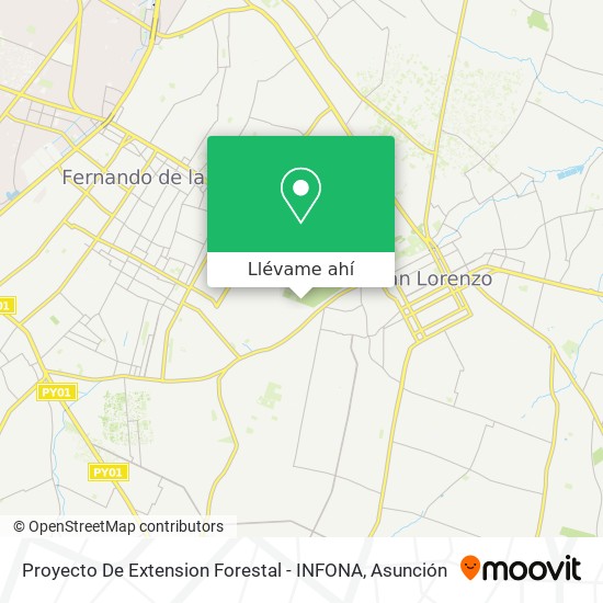 Mapa de Proyecto De Extension Forestal - INFONA