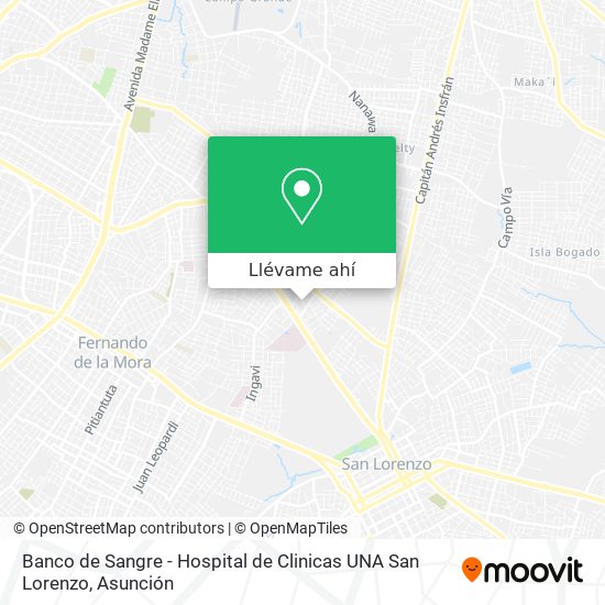Mapa de Banco de Sangre - Hospital de Clinicas UNA San Lorenzo
