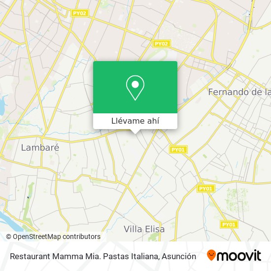 Mapa de Restaurant Mamma Mia. Pastas Italiana