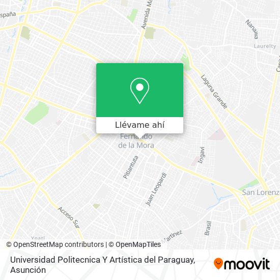 Mapa de Universidad Politecnica Y Artística del Paraguay