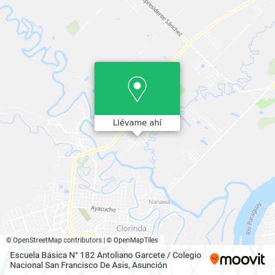 Mapa de Escuela Básica N° 182 Antoliano Garcete / Colegio Nacional San Francisco De Asis