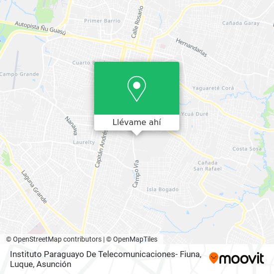 Mapa de Instituto Paraguayo De Telecomunicaciones- Fiuna, Luque