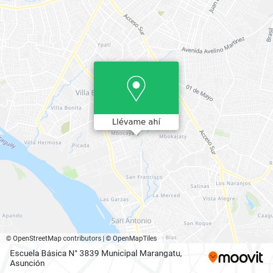 Mapa de Escuela Básica N° 3839 Municipal Marangatu