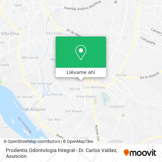 Mapa de Prodentis Odontología Integral - Dr. Carlos Valdez