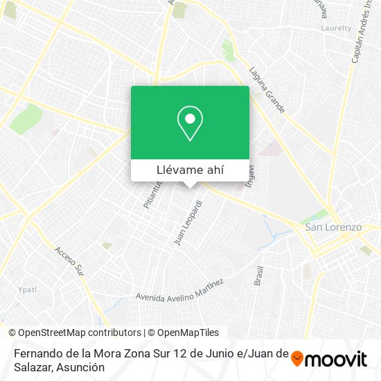 Mapa de Fernando de la Mora Zona Sur 12 de Junio e / Juan de Salazar