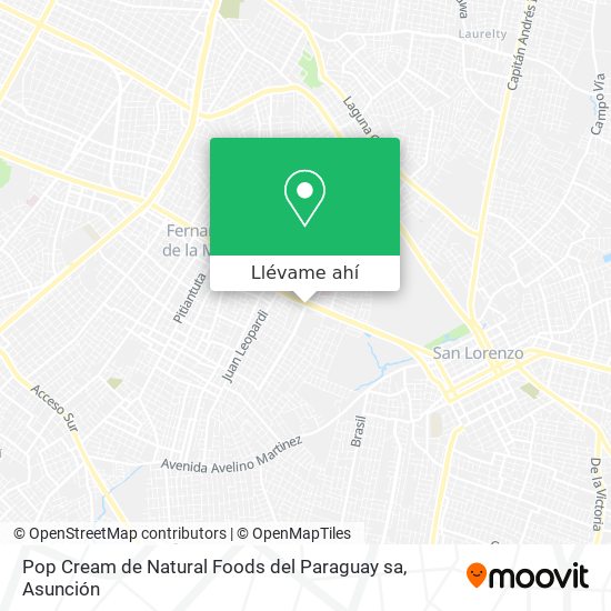 Mapa de Pop Cream de Natural Foods del Paraguay sa