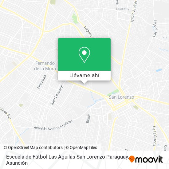 Mapa de Escuela de Fútbol Las Águilas San Lorenzo Paraguay