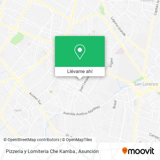 Mapa de Pizzeria y Lomiteria Che Kamba.
