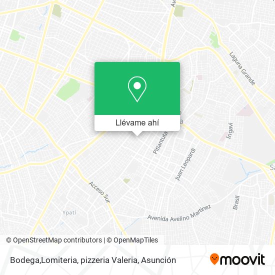Mapa de Bodega,Lomiteria, pizzeria Valeria