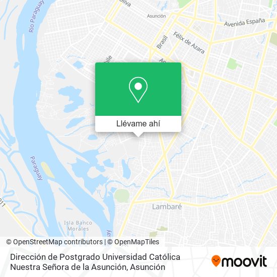 Mapa de Dirección de Postgrado Universidad Católica Nuestra Señora de la Asunción