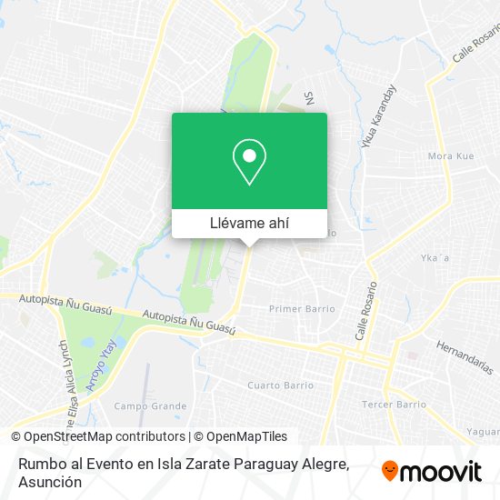 Mapa de Rumbo al Evento en Isla Zarate Paraguay Alegre