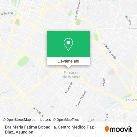 Mapa de Dra Maria Fatima Bobadilla. Centro Médico Paz -Diax.