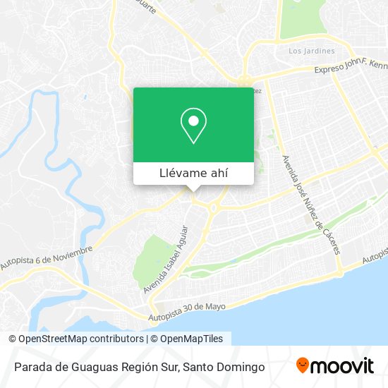 Mapa de Parada de Guaguas Región Sur