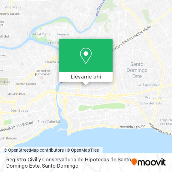 Mapa de Registro Civil y Conservaduría de Hipotecas de Santo Domingo Este