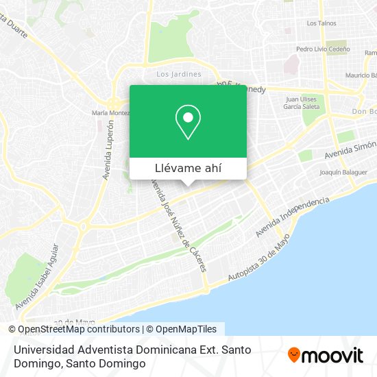 Mapa de Universidad Adventista Dominicana Ext. Santo Domingo