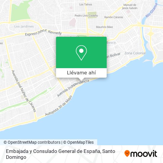 Mapa de Embajada y Consulado General de España