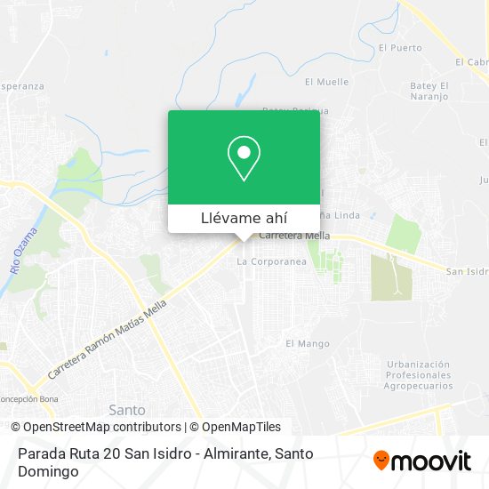 Mapa de Parada Ruta 20 San Isidro - Almirante