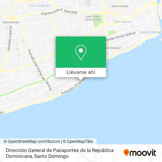 Mapa de Dirección General de Pasaportes de la República Dominicana