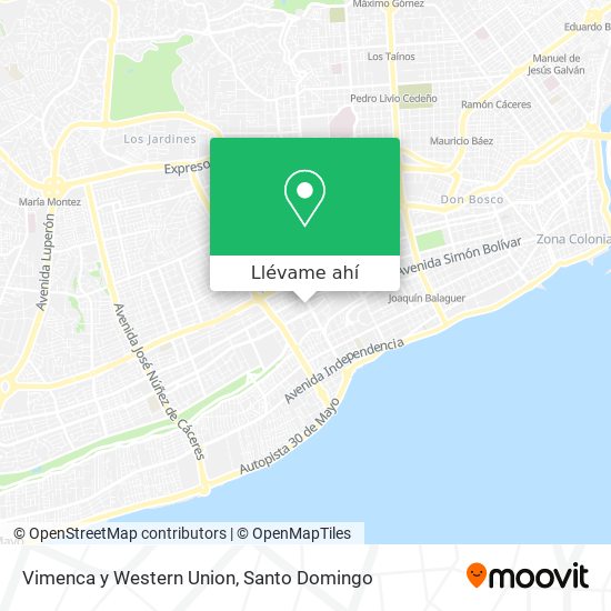 Mapa de Vimenca y Western Union