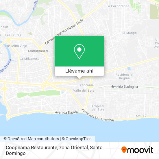 Mapa de Coopnama Restaurante, zona Oriental