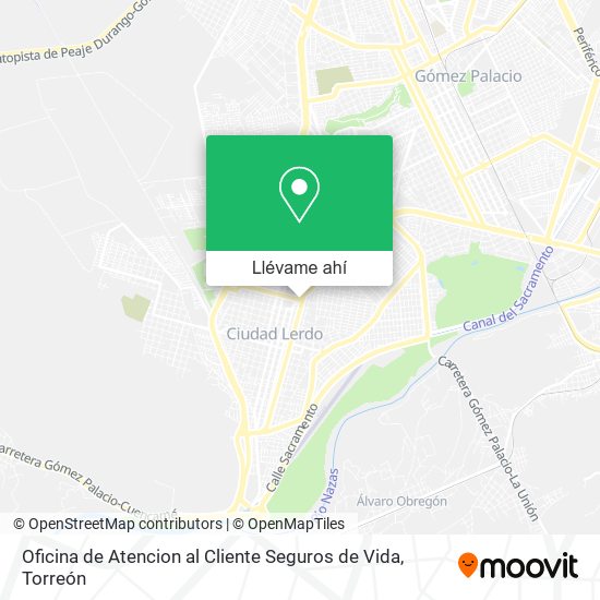 Mapa de Oficina de Atencion al Cliente Seguros de Vida