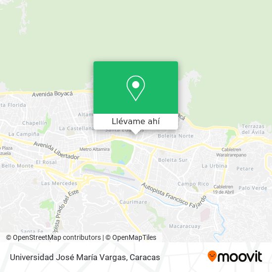 Mapa de Universidad José María Vargas