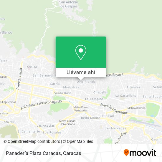 Mapa de Panadería Plaza Caracas