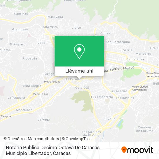 Mapa de Notaría Pública Décimo Octava De Caracas Municipio Libertador
