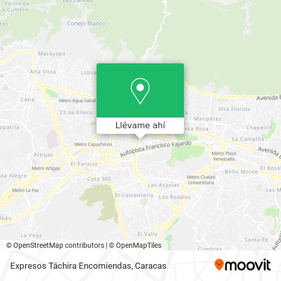 Mapa de Expresos Táchira Encomiendas