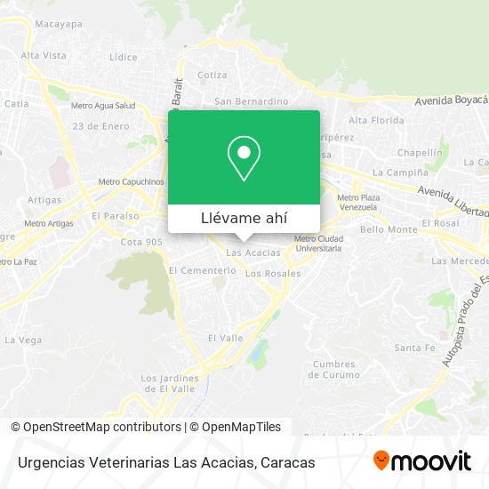 Mapa de Urgencias Veterinarias Las Acacias