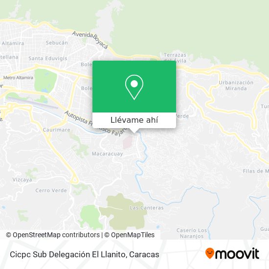 Mapa de Cicpc Sub Delegación El Llanito
