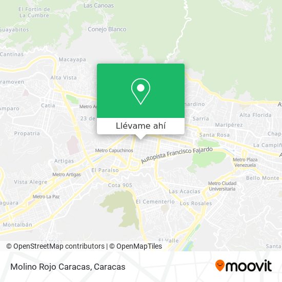 Mapa de Molino Rojo Caracas