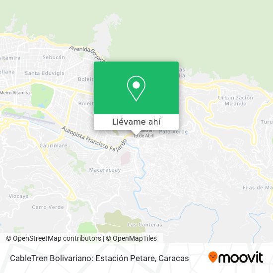 Mapa de CableTren Bolivariano: Estación Petare