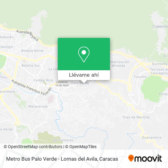 Mapa de Metro Bus Palo Verde - Lomas del Avila