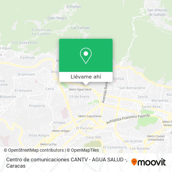 Mapa de Centro de comunicaciones CANTV - AGUA SALUD -