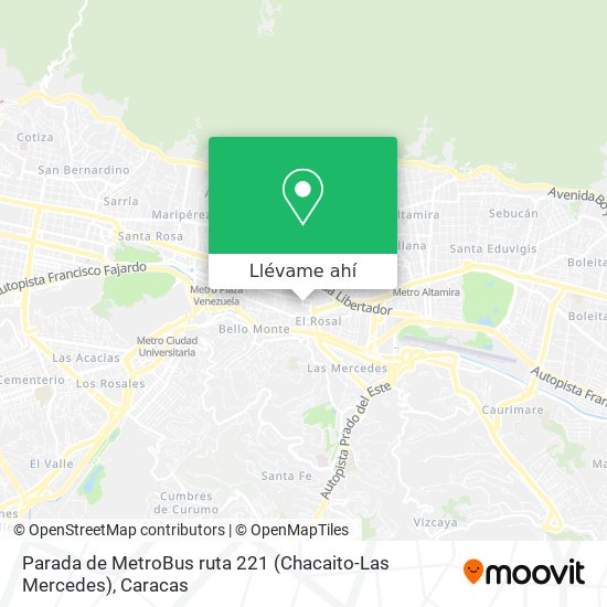 Mapa de Parada de MetroBus ruta 221 (Chacaito-Las Mercedes)