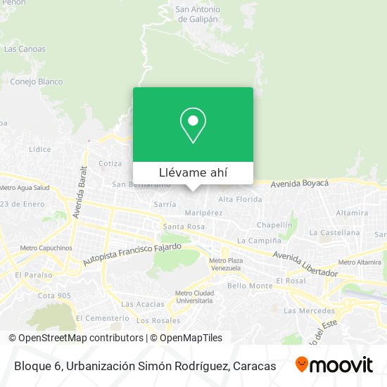 Mapa de Bloque 6, Urbanización Simón Rodríguez