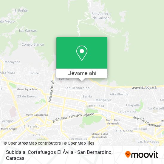 Mapa de Subida al Cortafuegos El Ávila - San Bernardino