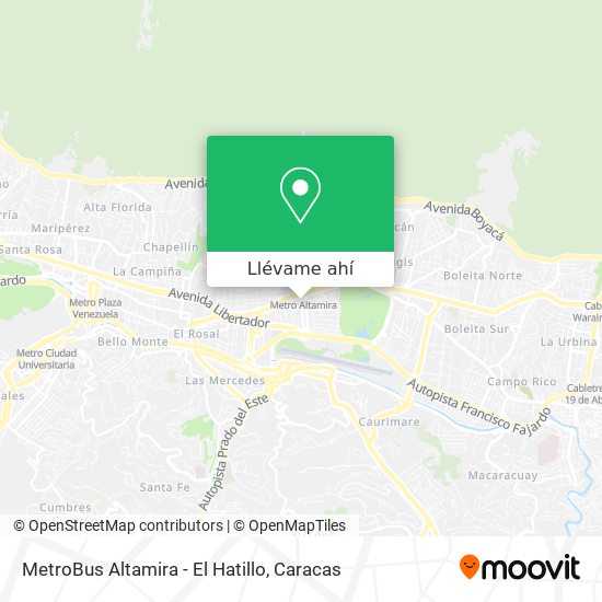 Mapa de MetroBus Altamira - El Hatillo