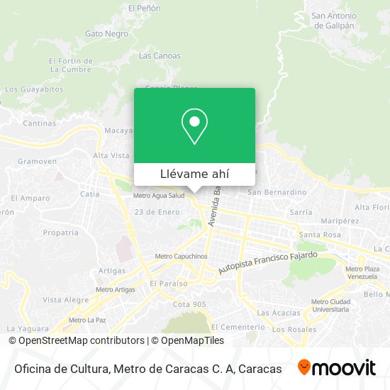 Mapa de Oficina de Cultura, Metro de Caracas C. A