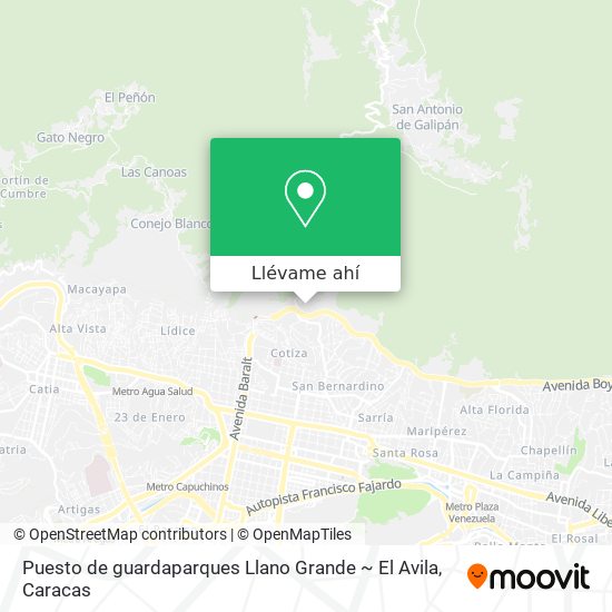 Mapa de Puesto de guardaparques Llano Grande ~ El Avila