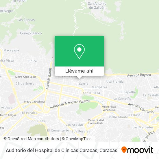 Mapa de Auditorio del Hospital de Clinicas Caracas