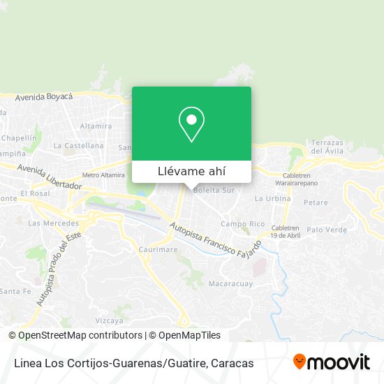 Mapa de Linea Los Cortijos-Guarenas / Guatire