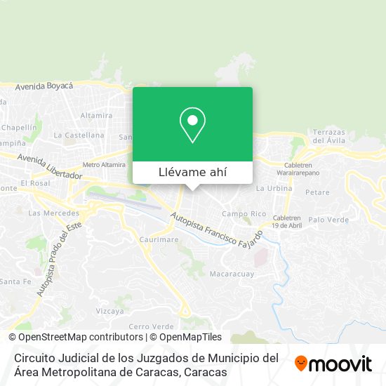 Mapa de Circuito Judicial de los Juzgados de Municipio del Área Metropolitana de Caracas