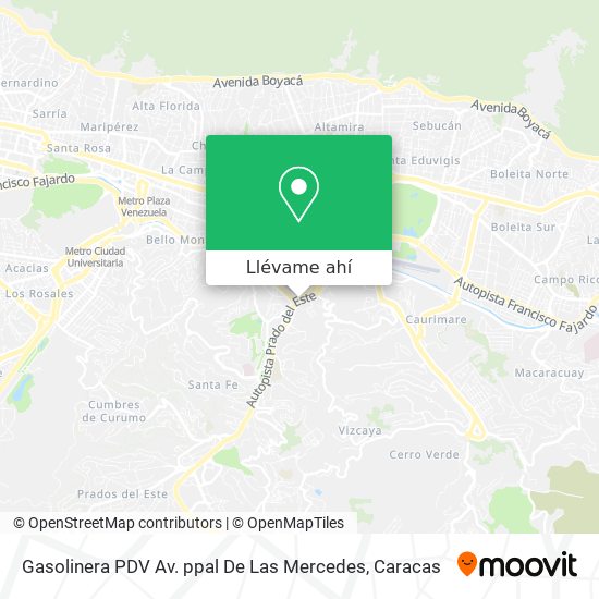 Mapa de Gasolinera PDV Av. ppal De Las Mercedes