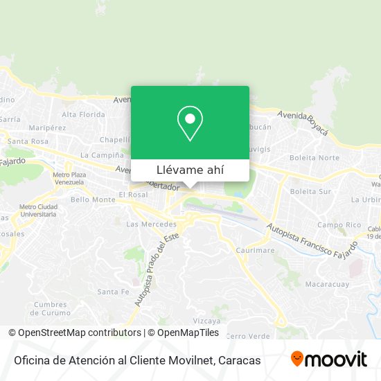 Mapa de Oficina de Atención al Cliente Movilnet