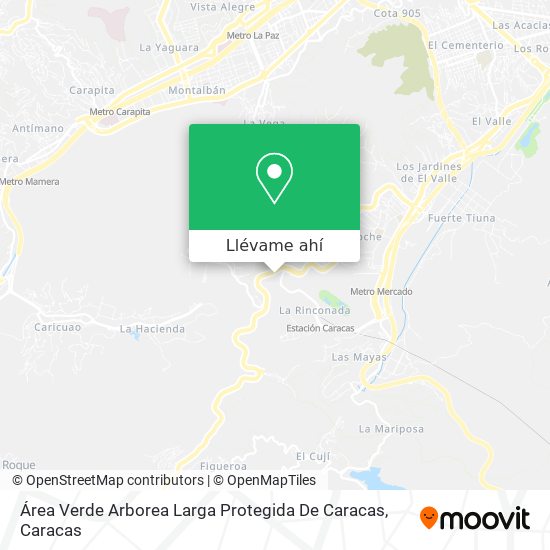 Mapa de Área Verde Arborea Larga Protegida De Caracas
