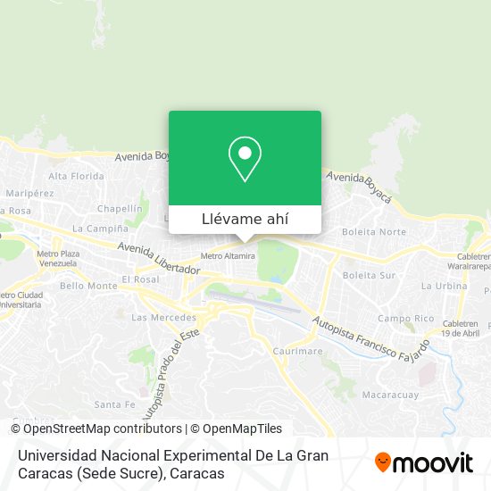 Mapa de Universidad Nacional Experimental De La Gran Caracas (Sede Sucre)
