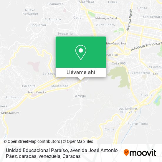 Mapa de Unidad Educacional Paraíso, avenida José Antonio Páez, caracas, venezuela